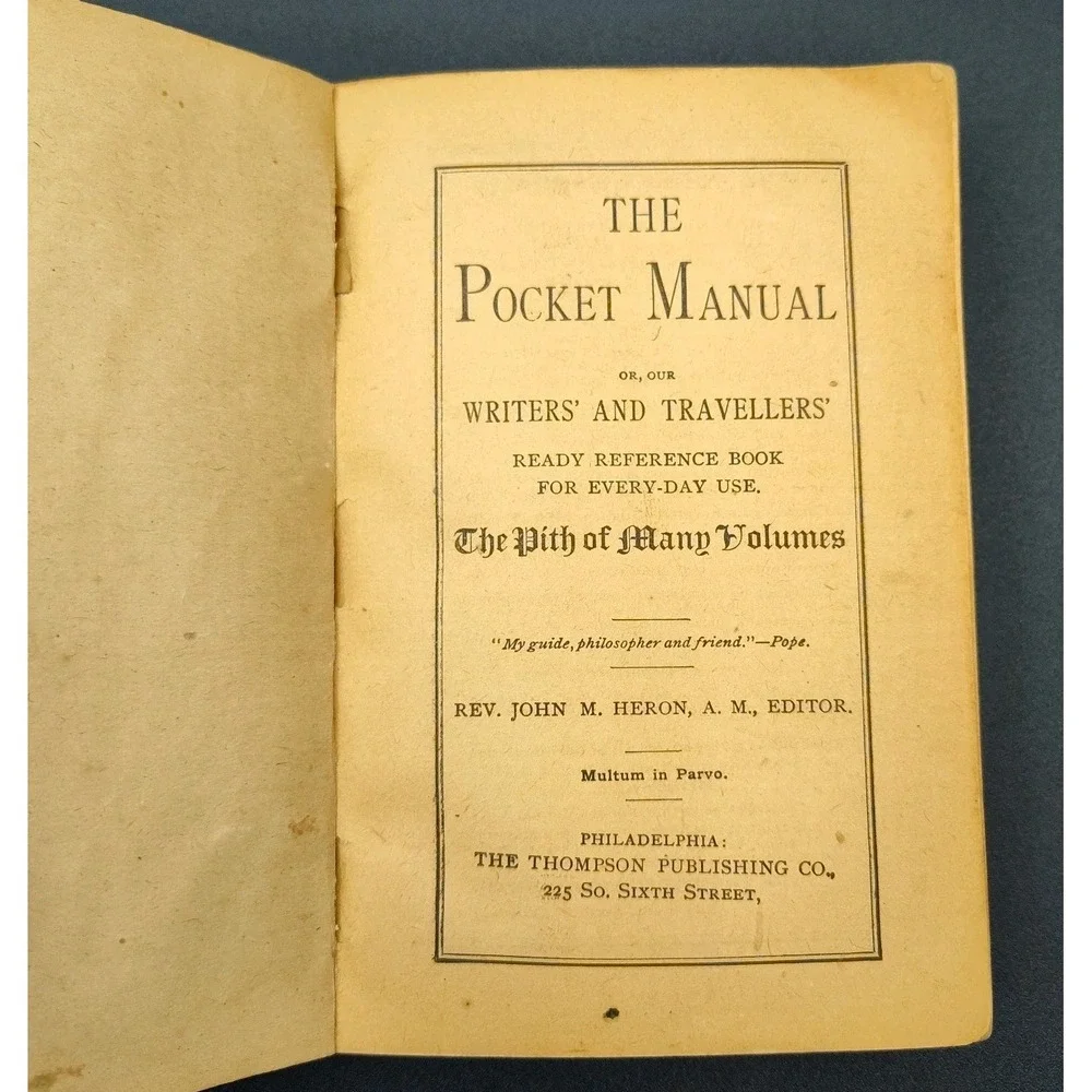1890's Pocket Manual Ready Reference Book Rare VTG PAPERBACK SEE‎ BB33.1GU3303
